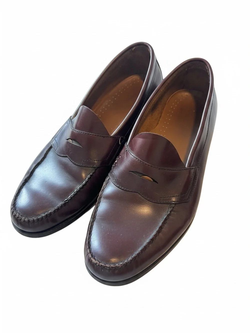 Classic Men's Burgundy Penny Loafers — Slip-On Dress Casual Worn